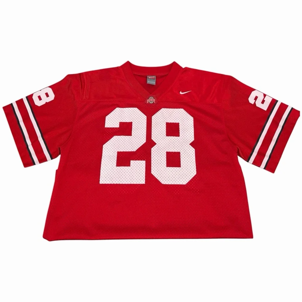 Nike Ohio State OSU Buckeyes #28 Red Football Jersey Womens Size Large Mesh Red
